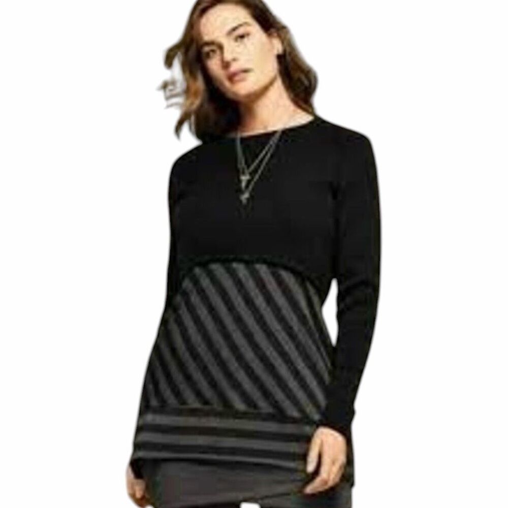 CABI Women’s Black Gray Sleeveless Align Tunic Tank Top Medium Style #3630